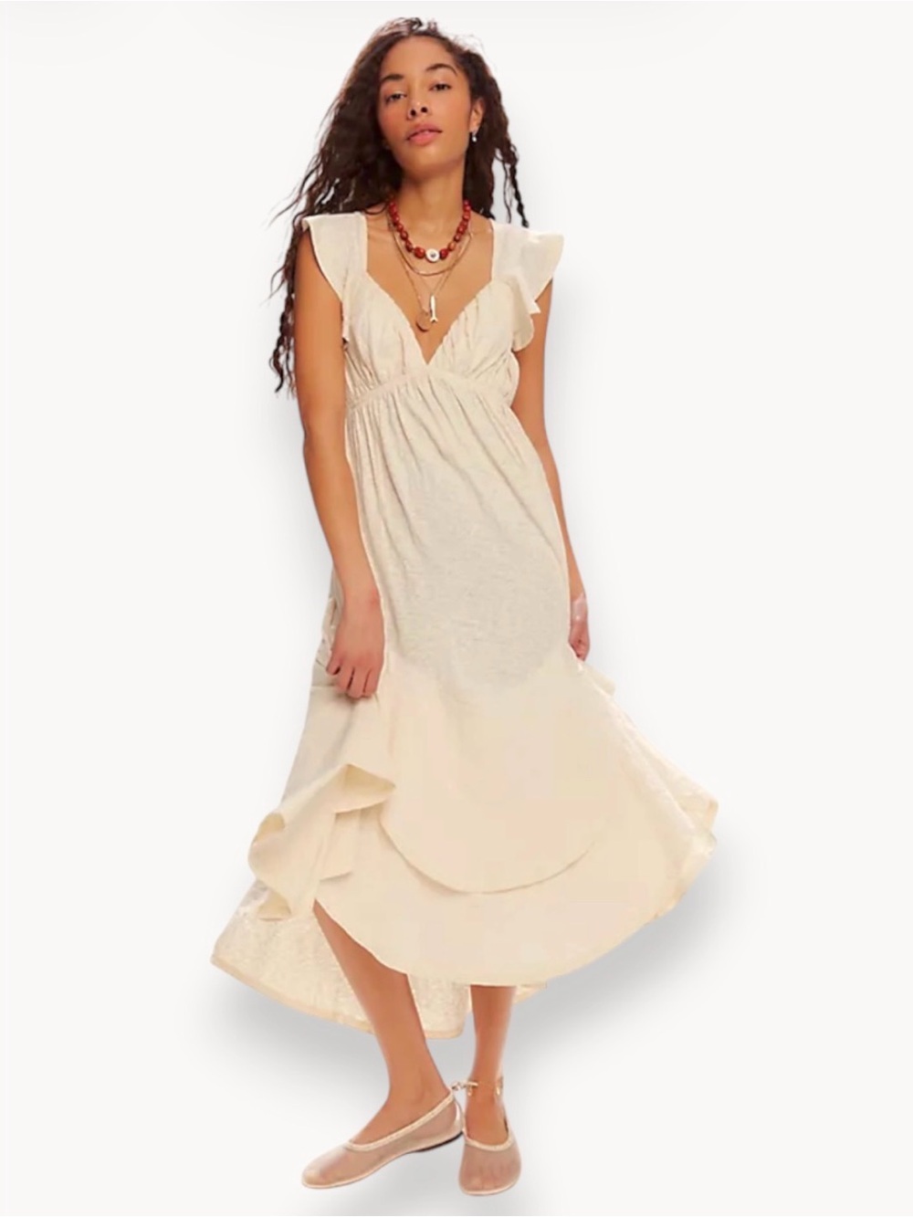 Free People free-est Aquamarine Cream Maxi Dress